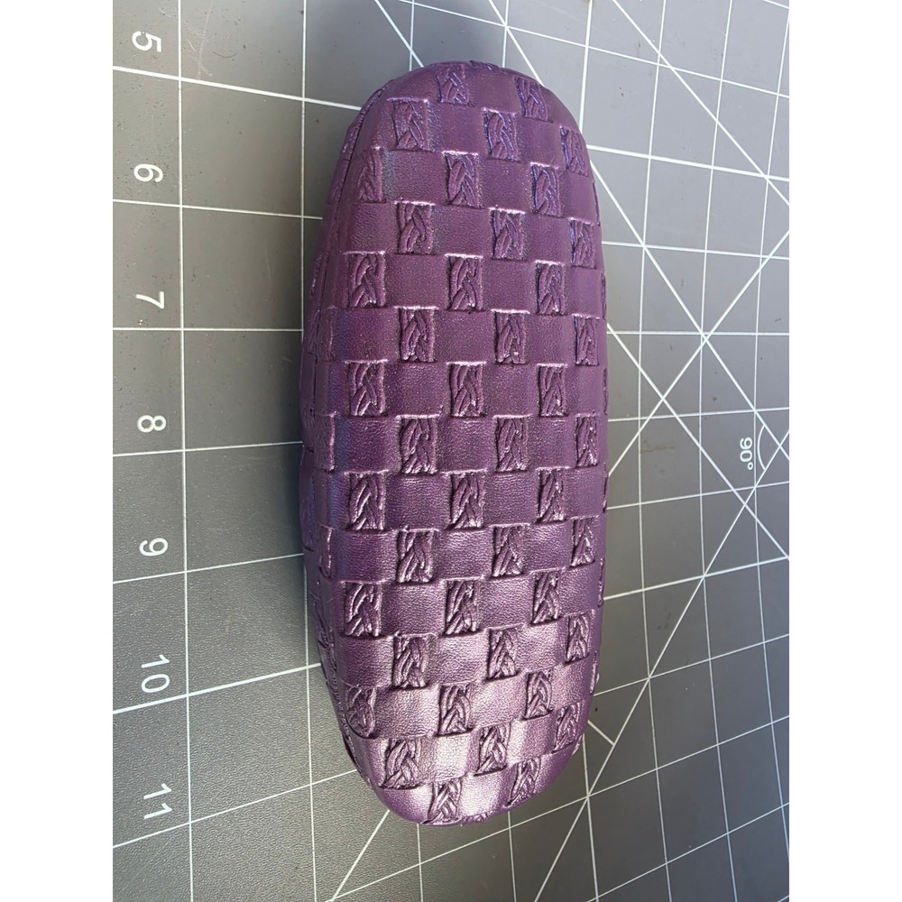 Purple Woven Texture Hard Shell Glasses Case Metallic Monogram Embossed Eyewear